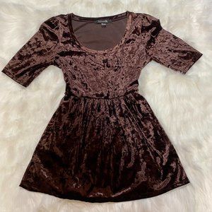 Purple Crushed Velvet Tunic/Mini Dress w Pockets